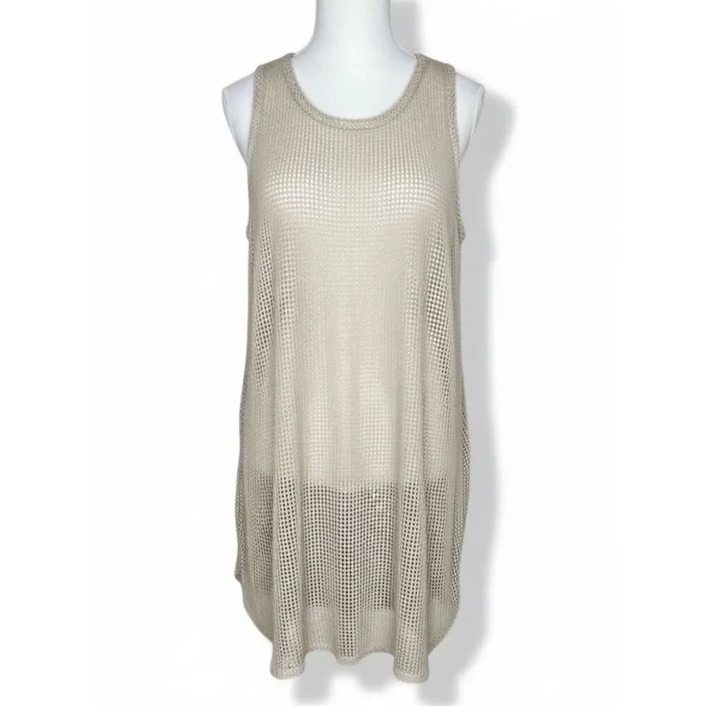 Jordan Taylor Elif Mesh Cover Up Dress Beige Sheer Beach Swim Coastal L